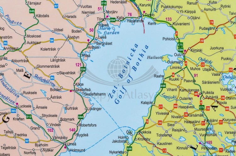 Europa 1:4 300 000. Naklejka, mapa ścienna. Polityczno-drogowa. Producent: Piętka. Fragment 10
