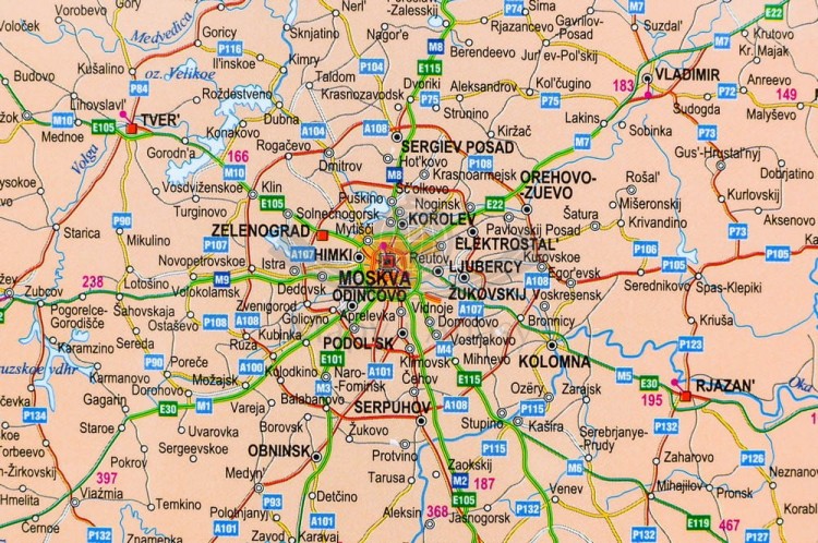 Europa 1:4 300 000. Naklejka, mapa ścienna. Polityczno-drogowa. Producent: Piętka. Fragment 11