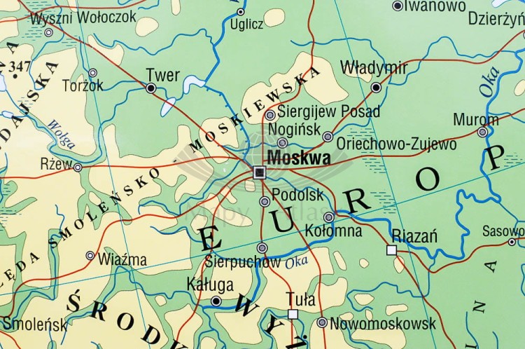 Europa 1:4 500 000. Naklejka, mapa ścienna. Fizyczna (ogólnogeograficzna). Producent: Piętka. Fragment 3