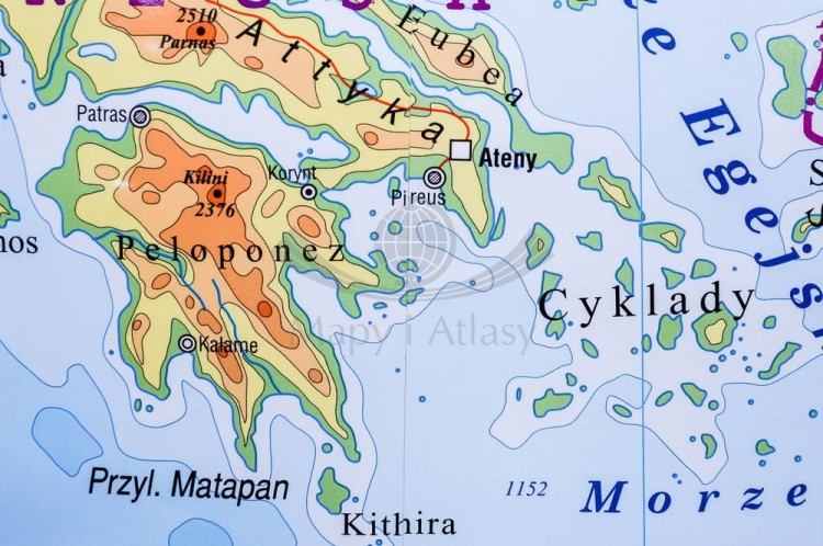 Europa 1:3 300 000. Naklejka, mapa ścienna. Ogólnogeograficzna (fizyczna). Producent: Piętka. Fragment 6