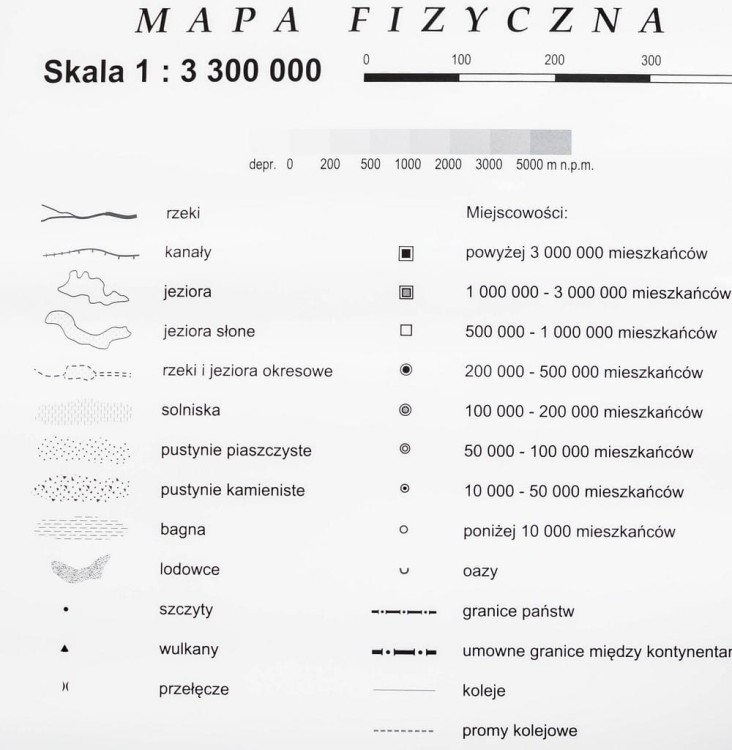 Europa 1:3 300 000. Naklejka, mapa ścienna. Konturowa (do ćwiczeń). Producent: Piętka. Legenda