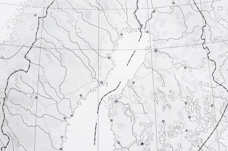 Europa 1:3 300 000. Naklejka, mapa ścienna. Konturowa (do ćwiczeń). Producent: Piętka. Fragment 2