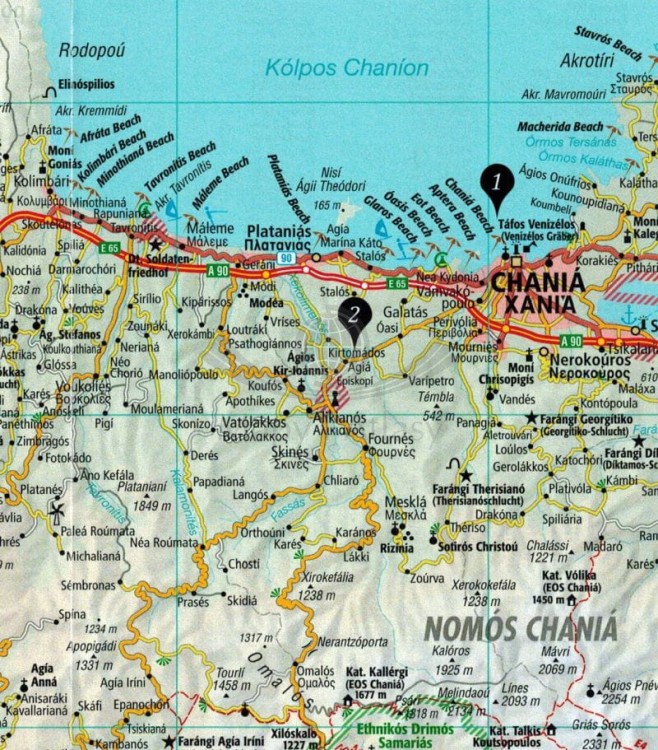 Kreta. Przewodnik z mapą wyspy wydawnictwa Dumont. Mapa - fragment