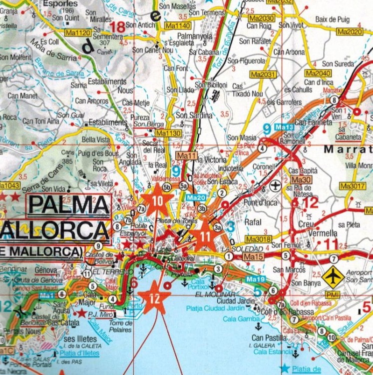Majorka. Przewodnik z mapą w etui wydawnictwa Marco Polo. Mapa - fragment