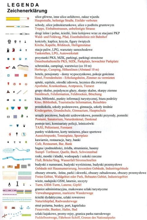 Dziwnów, Dziwnówek, Międzywodzie, Wisełka. Plan miasta wydawnictwa Galileos. Legenda