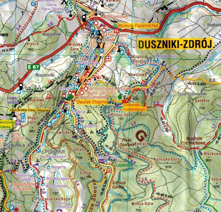 Góry Bystrzyckie i Orlickie. Laminowana mapa turystyczna wydawnictwa Galileos. Fragment 1