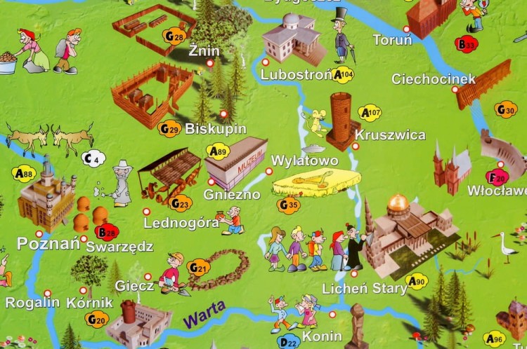 Polska w obrazkach. Mapa ścienna w formie naklejki. Fragment 1