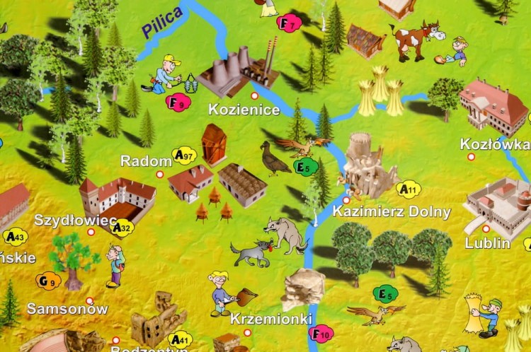 Polska w obrazkach. Mapa ścienna w formie naklejki. Fragment 2