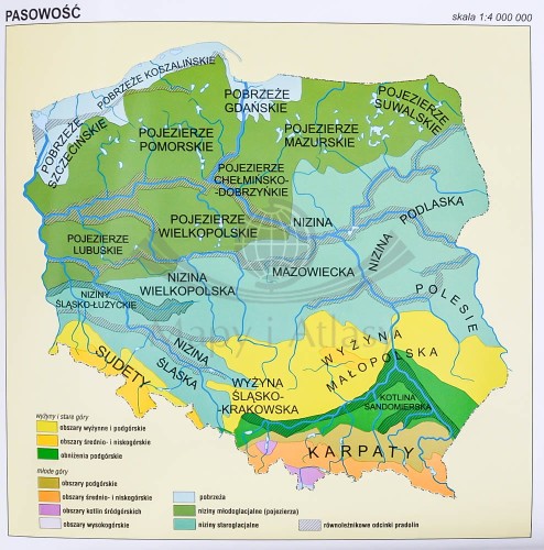 Polska mapa fizyczna 1.750 000 w formie naklejki. Producent. Piętka. Fragment 1