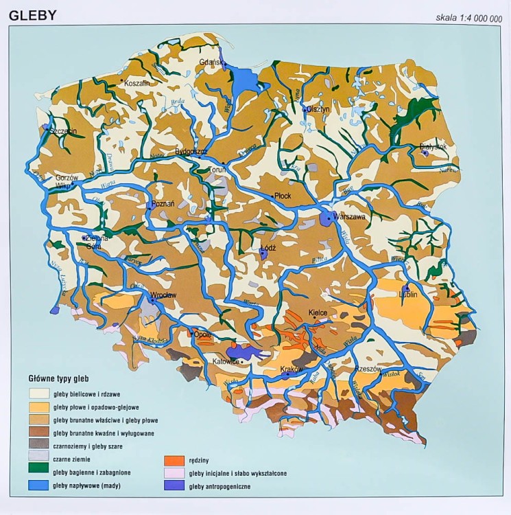 Polska mapa fizyczna 1.750 000 w formie naklejki. Producent. Piętka. Fragment 5