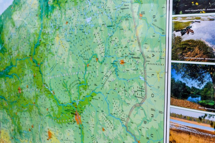 Polska mapa fizyczna, geograficzna w formie naklejki. Wersja STRONG. Skala 1:500 000 Producent: Piętka.Fragment 11