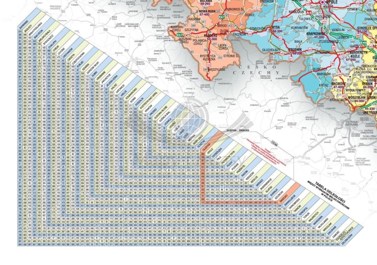 Polska 1:750 000. Naklejka, mapa ścienna drogowo-administracyjna. Fragment 3