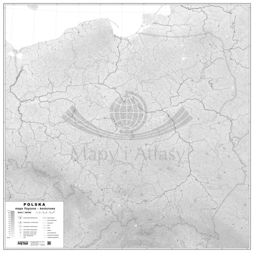 Polska mapa ścienna konturowa w formie naklejki. Producent: Piętka. Cała mapa