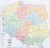 Polska mapa ścienna samochodowa z kodami pocztowymi w formie naklejki. Skala 1:500 000. Producent: Piętka. Cała mapa