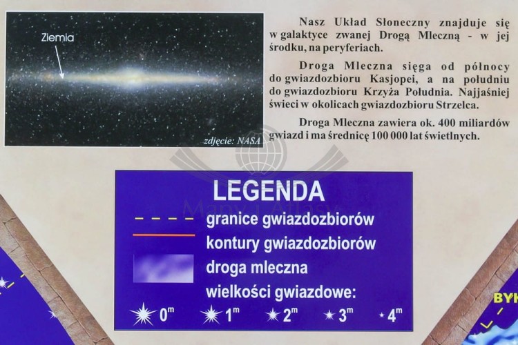 Niebo. Naklejka, mapa ścienna nieba. Gwiazdozbiory - kosmos. Producent: Piętka. Fragment 3
