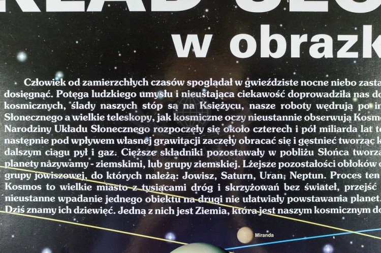 Układ słoneczny w obrazkach. Naklejka, mapa ścienna. Producent: Piętka. Fragment 6