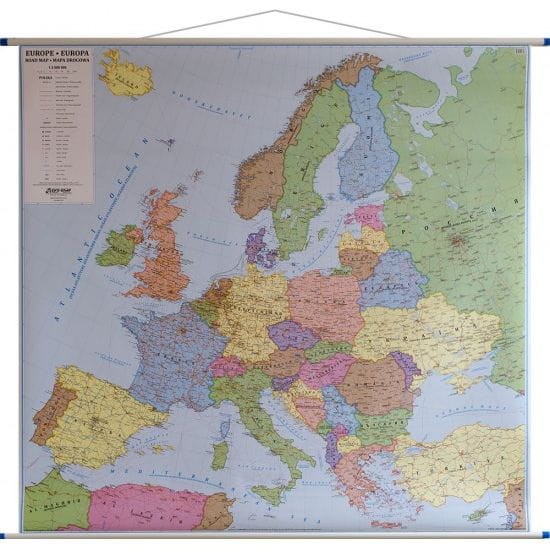 Europa 1:3 000 000. Mapa ścienna polityczno-drogowa wydawnictwa Eko-Graf. Całość
