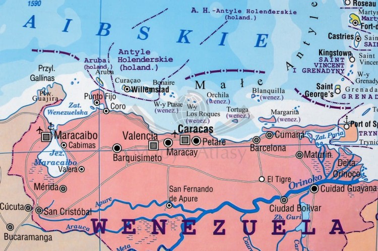 Ameryka Południowa. Naklejka, mapa ścienna. Polityczna. Producent: Piętka. Fragment 1