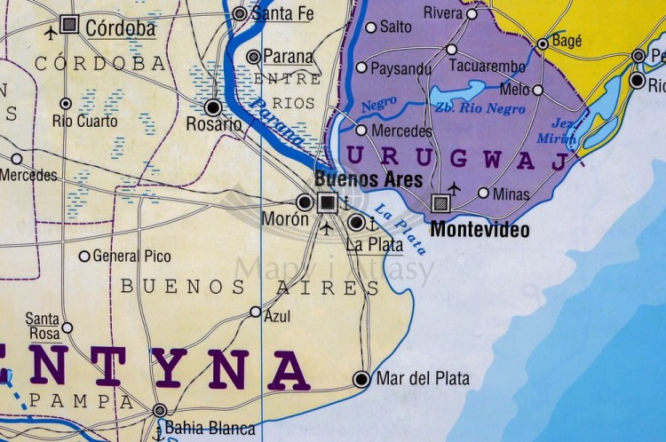 Ameryka Południowa. Naklejka, mapa ścienna. Polityczna. Producent: Piętka. Fragment 7