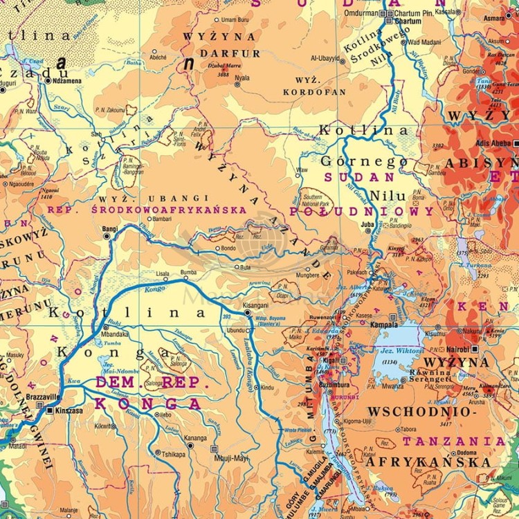 Afryka. Naklejka, mapa ścienna MIDI. Fizyczna. Producent: Piętka. Fragment 1