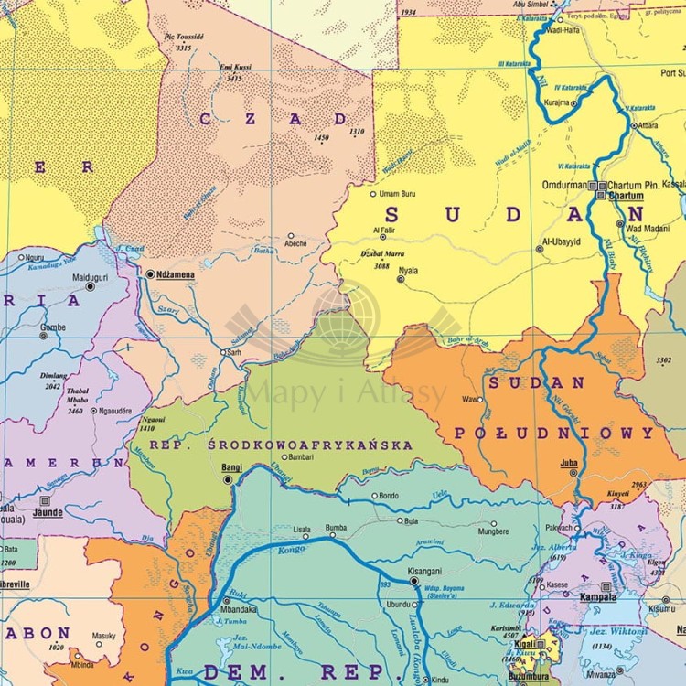 Afryka. Naklejka, mapa ścienna MIDI. Polityczna. Producent: Piętka. Fragment 1