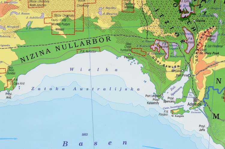 Australia 1:6 200 000. Naklejka, mapa ścienna. Fizyczna. Producent: Piętka. Fragment 4