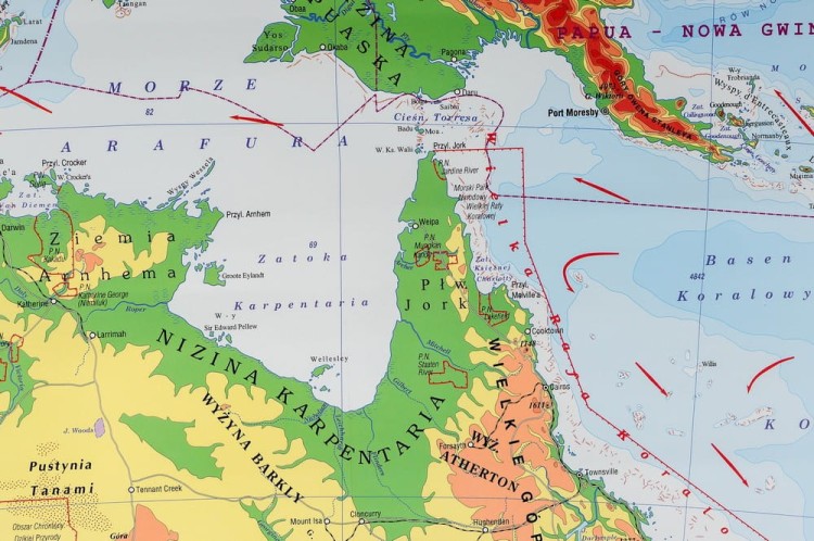 Australia 1:6 200 000. Naklejka, mapa ścienna. Fizyczna. Producent: Piętka. Fragment 6