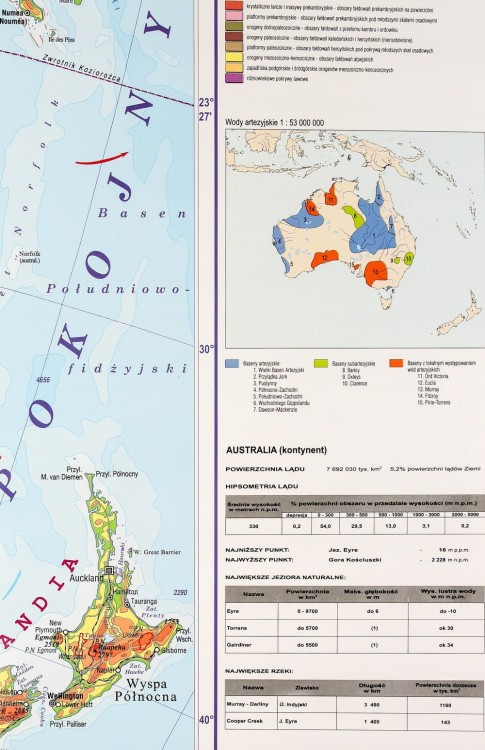 Australia 1:6 200 000. Naklejka, mapa ścienna. Fizyczna. Producent: Piętka. Fragment 11