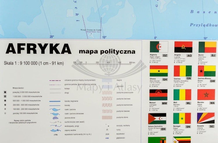 Afryka 1:9 100 000. Naklejka, mapa ścienna. Polityczna. Producent: Piętka. Fragment 1