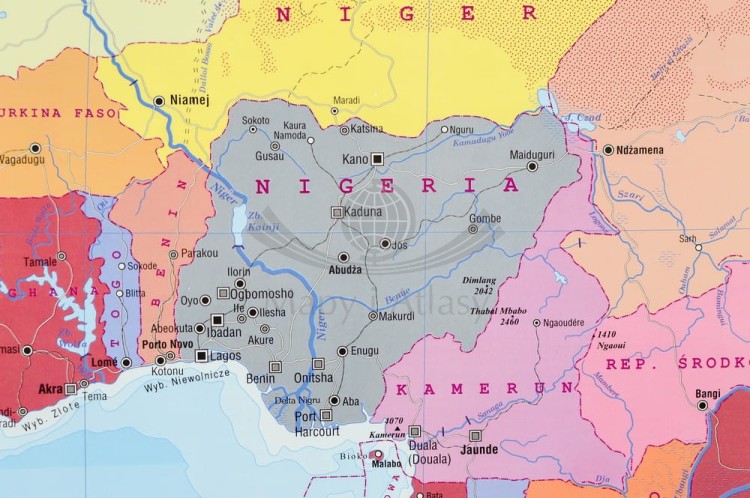 Afryka 1:9 100 000. Naklejka, mapa ścienna. Polityczna. Producent: Piętka. Fragment 3