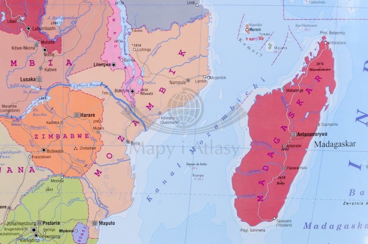 Afryka 1:9 100 000. Naklejka, mapa ścienna. Polityczna. Producent: Piętka. Fragment 7