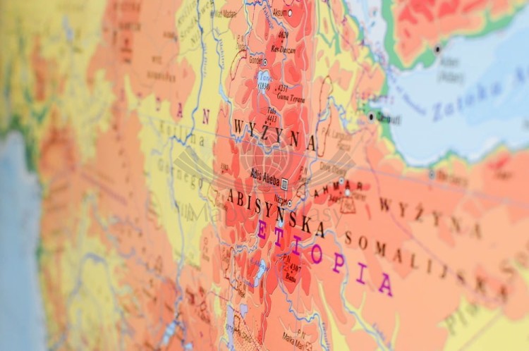 Afryka 1:9 100 000. Naklejka, mapa ścienna. Fizyczna. Producent: Piętka. Fragment 6