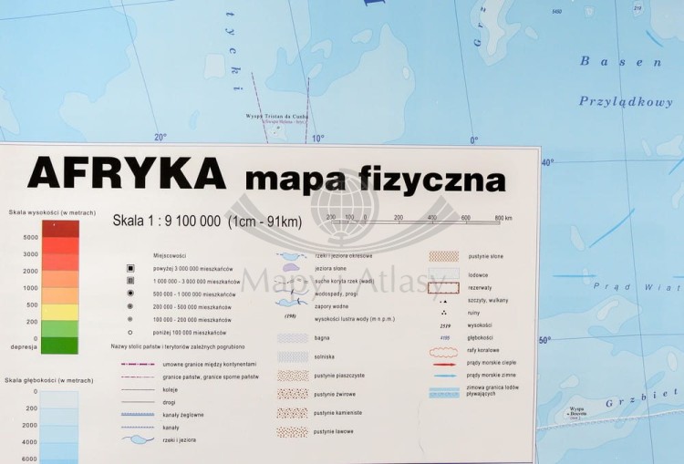 Afryka 1:9 100 000. Naklejka, mapa ścienna. Fizyczna. Producent: Piętka. Fragment 7