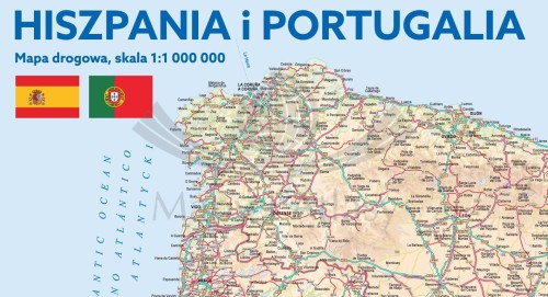 Hiszpania i Portugalia 1:1 000 000. Naklejka, mapa ścienna drogowa i kodowa. Producent: Piętka. Fragment 1