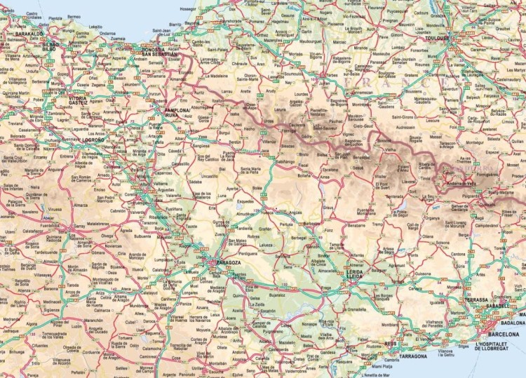 Hiszpania i Portugalia 1:1 000 000. Naklejka, mapa ścienna drogowa i kodowa. Producent: Piętka. Fragment 2