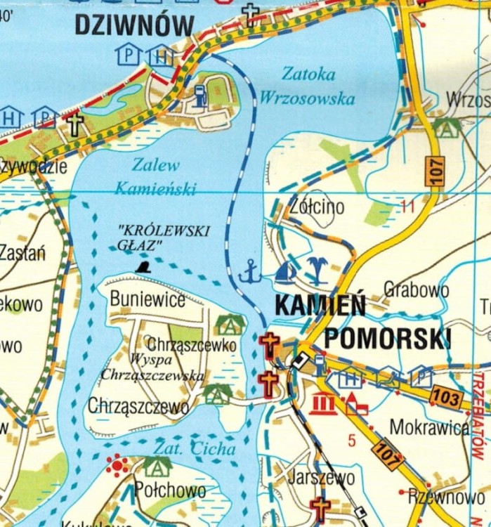 Pobrzeże Szczecińskie 1:150 000. Mapa turystyczna / Plan miast wydawnictwa BiK. Fragment 1