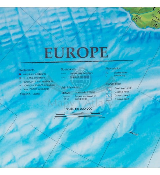Europa 1:6 000 000. Mapa ścienna polityczna wydawnictwa Freytag & Berndt. Legenda