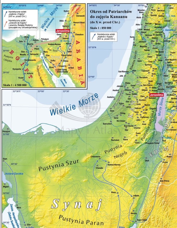 Ziemia Święta. Mapa ścienna wydawnictwa Piętka. Fragment 1