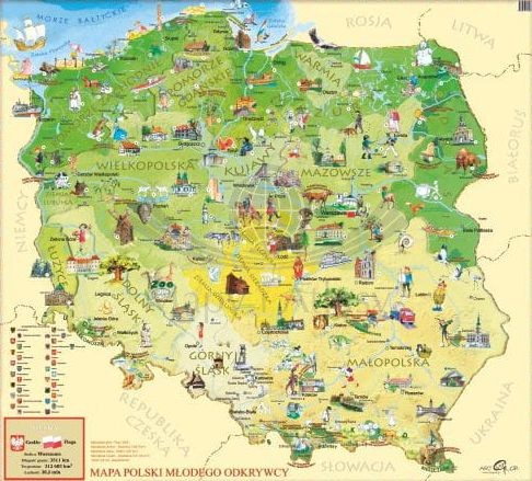 Polska Młodego Odkrywcy. Arkusz, mapa ścienna dla dzieci. Producent: EkoGraf