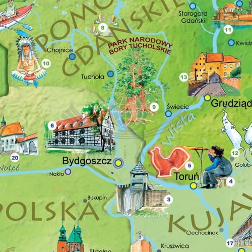 Polska Młodego Odkrywcy MIDI. Arkusz, mapa ścienna dla dzieci. Producent: EkoGraf. Fragment 3
