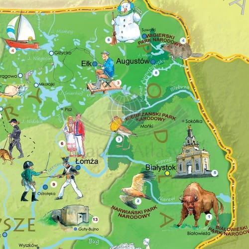 Polska Młodego Odkrywcy MIDI. Arkusz, mapa ścienna dla dzieci. Producent: EkoGraf. Fragment 4