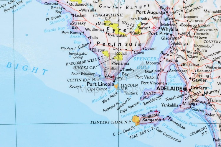 Australia 1:6 413 000 . Mapa polityczna w wersji do wpinania. Wydawnictwo: National Geographic. Fragment 5