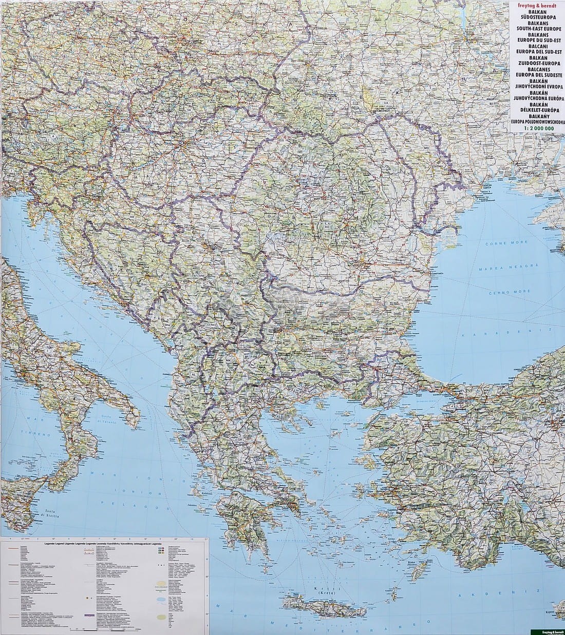 Bałkany / Europa południowo-wschodnia. Arkusz, mapa ścienna drogowa