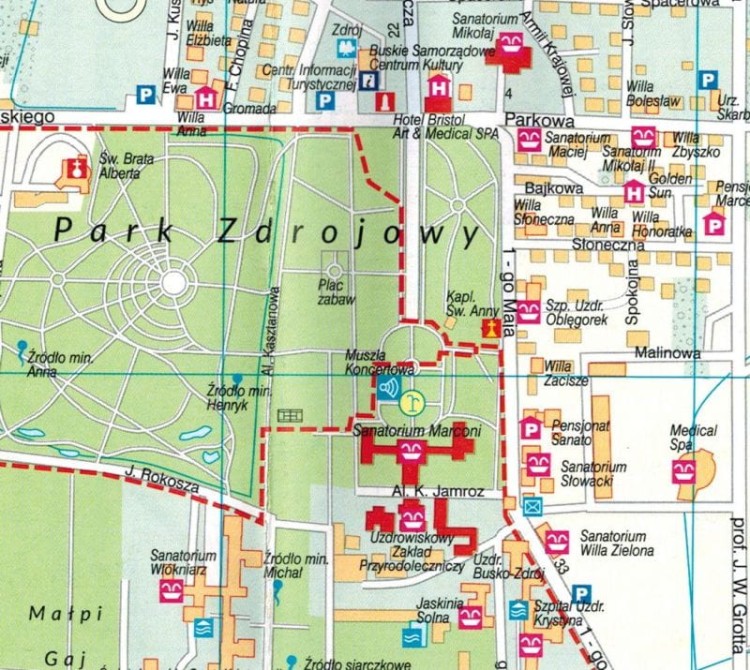 Busko - Zdrój. Mapa / Plan miasta wydawnictwa Europilot. Fragment 1
