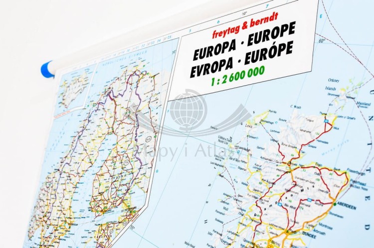 Europa 1:2 600 000. Arkusz, mapa ścienna drogowo-fizyczna. Producent: Freytag&Berndt. Fragment 12
