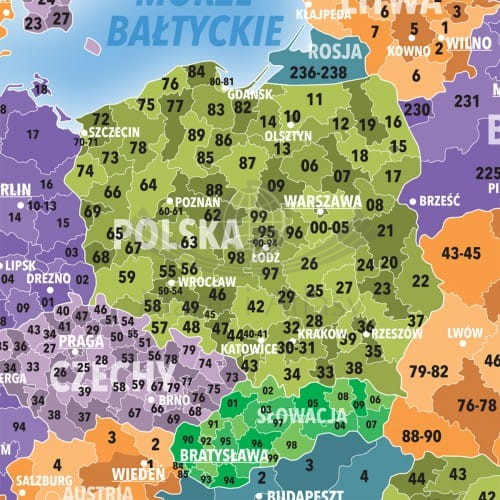 Europa. Arkusz, mapa ścienna. Kody pocztowe. Producent: ArtGlob. Fragment 1