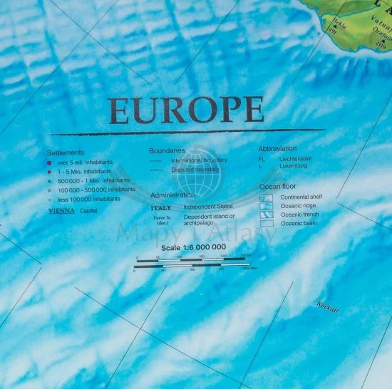 Europa 1:6 000 000. Mapa polityczna w wersji do wpinania wydawnictwa Freytag & Berndt. Legenda