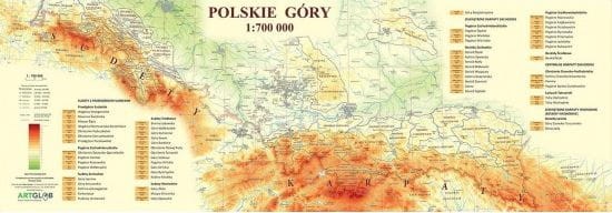 Polskie góry 1:700 000. Mapa zdrapka w ramie wydawnictwa ArtGlob. Całość