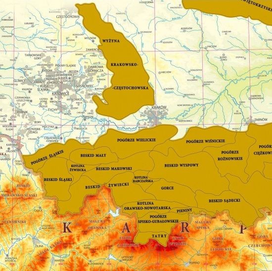 Polskie góry 1:700 000. Mapa zdrapka w ramie wydawnictwa ArtGlob. Fragment 2