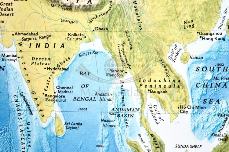 Świat 1:35 842 000. Arkusz, mapa ścienna fizyczna wydawnictwa National Geographic. Fragment 2